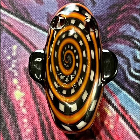 2016 FireFly Glass, Orange/Blk “Gold Grill Gorilla” heady pendant super RARE 1/1 - Picture 4 of 7